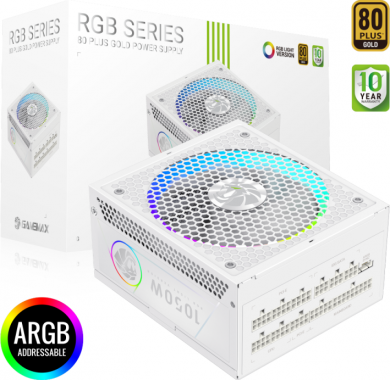  Gamemax PSU | RGB 1050G WH | 1050 W | Gold | Full Modular | White RGB 1050G WH