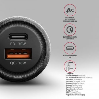 AXAGON MOBILE CHARGER CAR USB 2PORT/48W PWC-PQ48 AXAGON PWC-PQ48 | Elektrika.lv