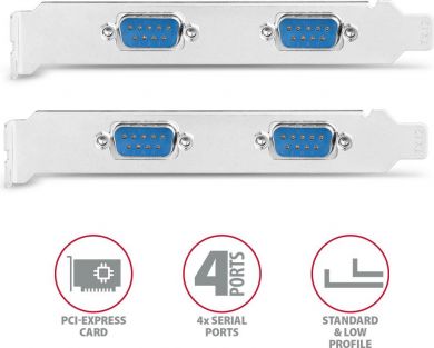 AXAGON NET CARD PCIE 250KBPS 4PORT/SP&LP PCEA-S4N AXAGON PCEA-S4N | Elektrika.lv