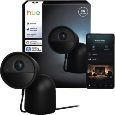 Philips Hue Secure, video security camera with stand, black, wired, 2K 929004258404 | Elektrika.lv