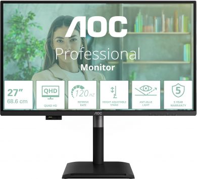 AOC LCD Monitor AOC 27 " 2560 x 1440 pixels Wide Quad HD Native aspect ratio 16:9 Flat Q27P4U Q27P4U | Elektrika.lv