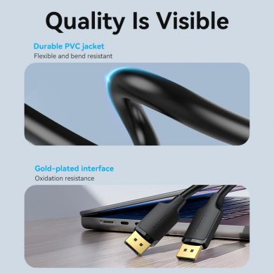 VENTION CABLE DP TO DP 1M/BLACK HAKBF VENTION HAKBF | Elektrika.lv