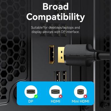 VENTION CABLE DP TO DP 1M/BLACK HAKBF VENTION HAKBF | Elektrika.lv