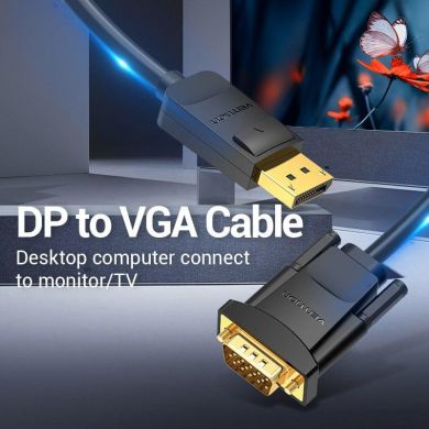 VENTION CABLE DP TO VGA 2M/BLACK HBLBH VENTION HBLBH | Elektrika.lv