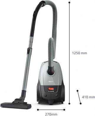 Philips Vacuum Cleaner PHILIPS Input power 850 W Dust capacity 3 L Cylinder vacuum Cleaning type Dry Dust container Dust bag Colour Black/Grey XD2142/12 XD2142/12 | Elektrika.lv
