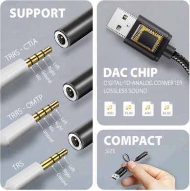 AXAGON ADAPTER USB-C TO AUDIO 3.5MM/DAC 0.1M ADA-HA AXAGON ADA-HA | Elektrika.lv