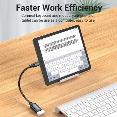 VENTION CABLE USB2.0C MALE TO A FEMALE/0.15M BLACK CCSBB VENTION CCSBB | Elektrika.lv