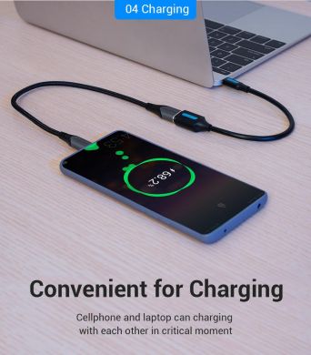 VENTION CABLE USB2.0C MALE TO A FEMALE/0.15M BLACK CCSBB VENTION CCSBB | Elektrika.lv