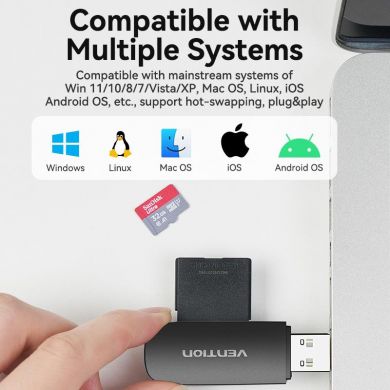 VENTION MEMORY READER USB2.0/CLEB0 VENTION CLEB0 | Elektrika.lv