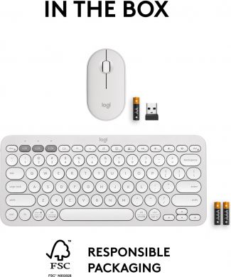 Logitech KEYBOARD +MOUSE COMBO PEBBLE 2/WHITE 920-012240 LOGITECH 920-012240 | Elektrika.lv