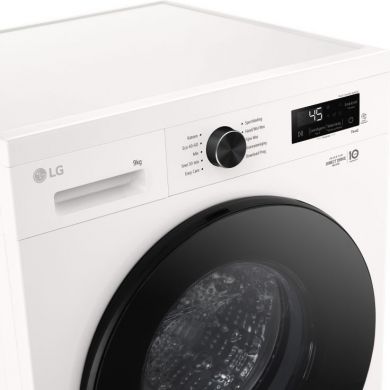 LG LG | Washing machine | F4X1009NWB | Energy efficiency class A | Front loading | Washing capacity 9 kg | 1400 RPM | Depth 55 cm | Width 60 cm | Display | LED | Steam function | Direct drive | Wi-Fi | White F4X1009NWB