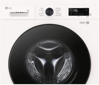 LG LG | Washing machine | F4X1009NWB | Energy efficiency class A | Front loading | Washing capacity 9 kg | 1400 RPM | Depth 55 cm | Width 60 cm | Display | LED | Steam function | Direct drive | Wi-Fi | White F4X1009NWB