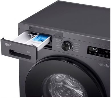 LG LG | Washing machine | F4X1009NMB | Energy efficiency class A | Front loading | Washing capacity 9 kg | 1400 RPM | Depth 55 cm | Width 60 cm | Display | LED | Steam function | Direct drive | Wi-Fi | Graphite Black F4X1009NMB