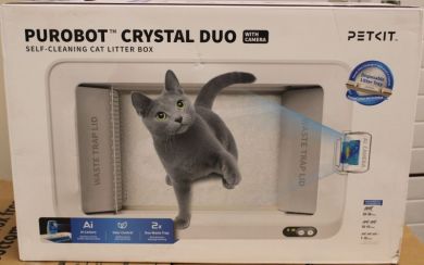 PETKIT SALE OUT. | PETKIT Purobot Crystal Duo with Camera Self-Cleaning Cat Litter Box | White | MISSING INNER PACKAGING, DEMO P9905SO