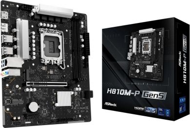 Asrock Mainboard ASROCK Intel H810 LGA 1851 (Socket V1) micro ATX RAM DDR5-SDRAM 2xSlots 1xNumber of M.2 (M) slots H810M-PGEN5 H810M-P GEN5 | Elektrika.lv