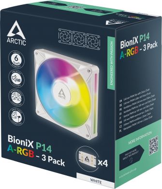  CASE FAN 140MM BIONIX P14 ARGB/3-PACK WHT ACFAN00342A ARCTIC ACFAN00342A | Elektrika.lv